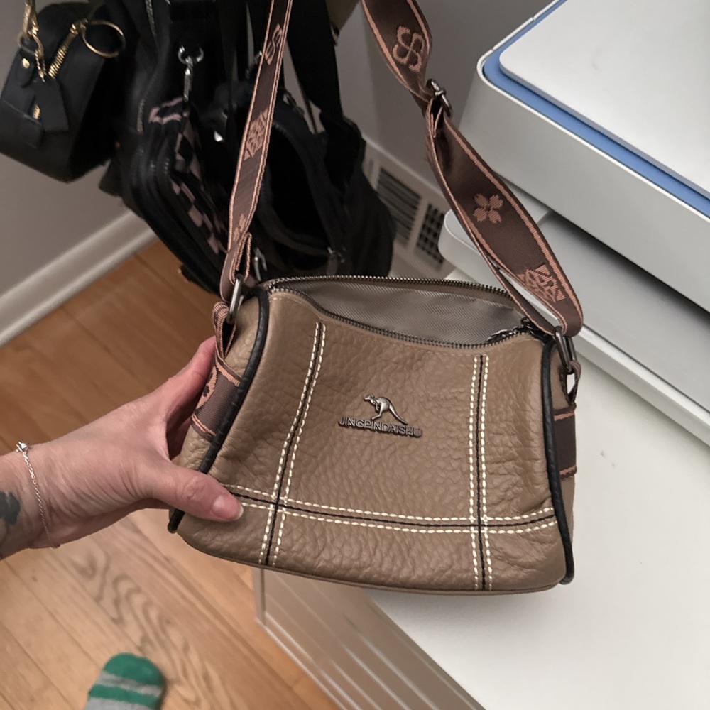 Brown Crossbody Bag with Logo